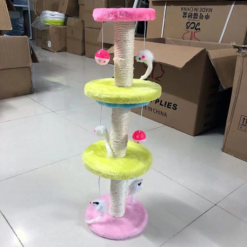 

1PCS Pet fitness toys sisal climbing frame cat tied rope hanging mouse hanging ball DIY cat scratch board puzzle class raid toy