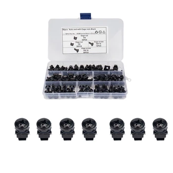 

50Pcs M6 12mm Nuts and Screw Screw with Cage Nuts Black for Server Rack Cabinet Rack Mount Screws and Insert Nuts