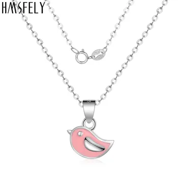 

HMSFELY Real 925 Sterling Silver Pink Bird Women Necklace Jewelry Pendant Gold Necklaces For Girl Friend Mom Chrismas Gift