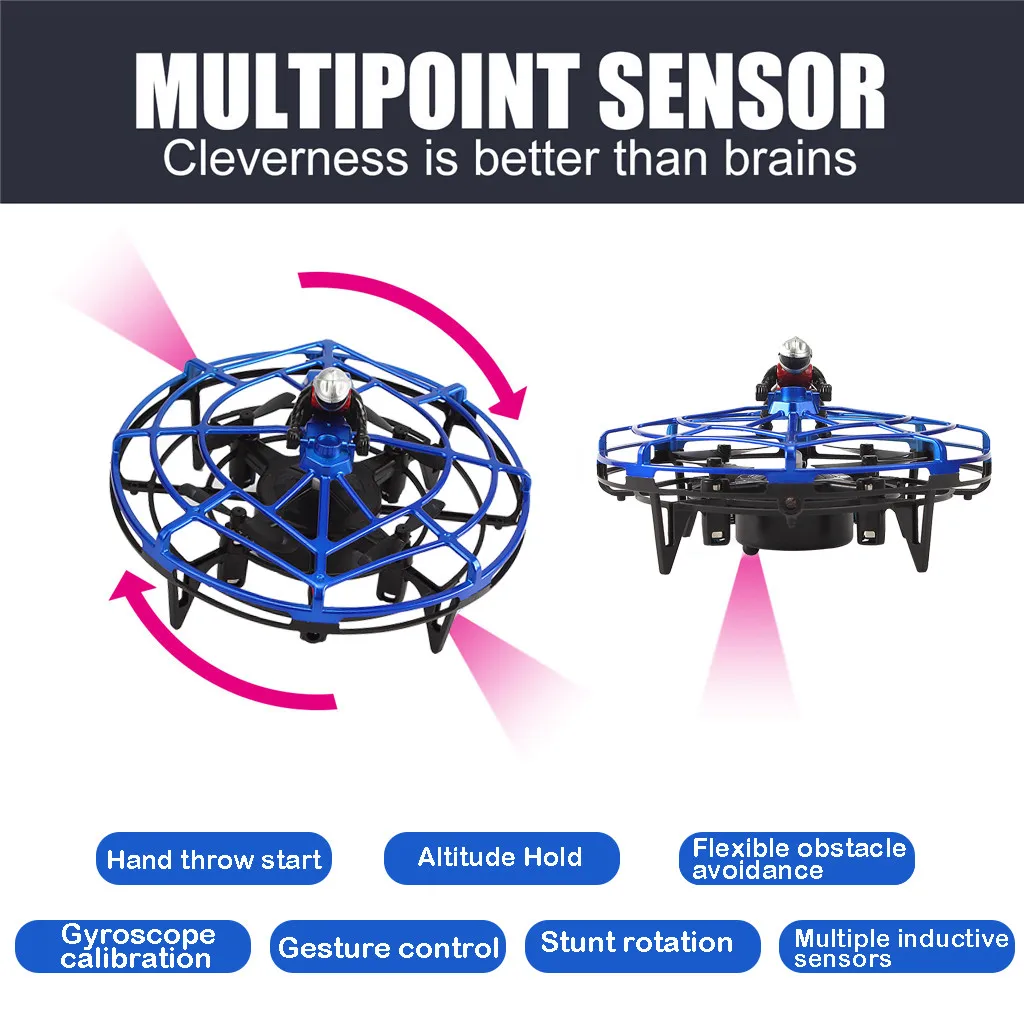 Мини-Дрон с дистанционным управлением, удерживающий высоту Квадрокоптер с индукционной левитацией, антиколлизионным UFO, Радиоуправляемый Дрон D30820