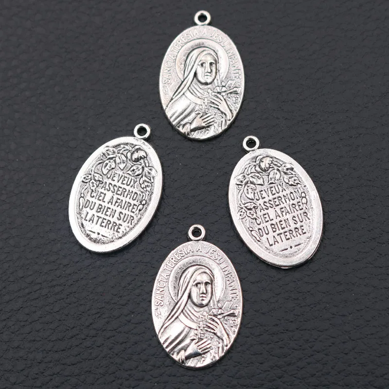 10pcs Saint Teresa Metal Pendants &quotLittle Flower&quot 30*19 mm Religious Antique Replica French Catholic Charm Medal A2155 | Украшения