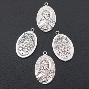 

10pcs Virgin Mary Alloy Religion Silver Color Plated Charm Pendants DIY Retro Jewelry For Necklace Bracelet Making 30*19mm