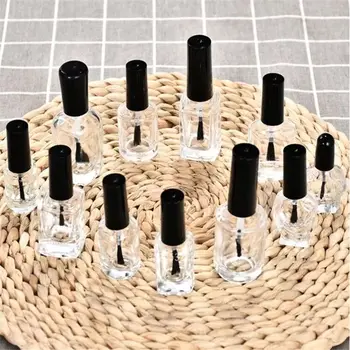 

30pcs 3/5/8/10/15ml Glass Nail Polish Bottle Transparent With A Lid Brush Empty Cosmetic Square Nail Oil Glass Bottles Container