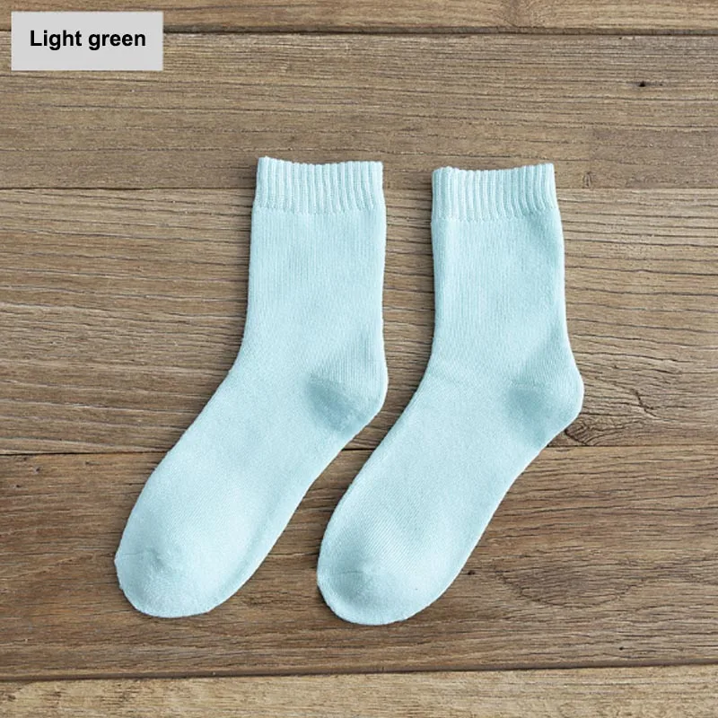 Распродажа, 5 пар/уп. зимние носки, утолщенные кашемировые зимние толстые носки, зимние теплые пушистые шерстяные одноцветные женские носки, Calcetines - Цвет: Light green