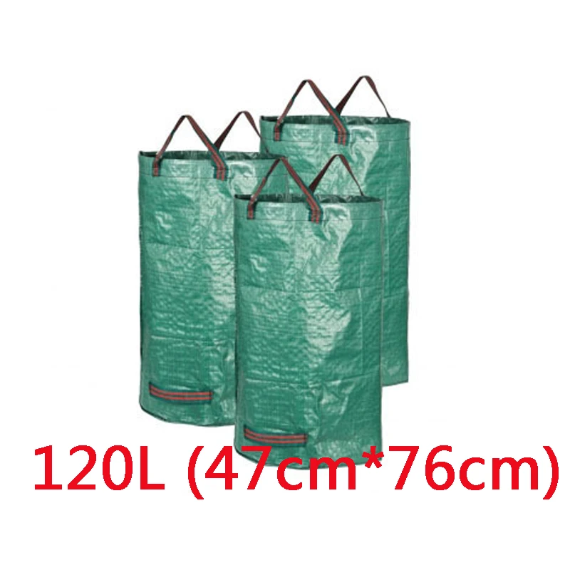 1 Pc Leaf Bag Foldable 120L Green Plastic Trash Can Leaf Bag for Garden Park