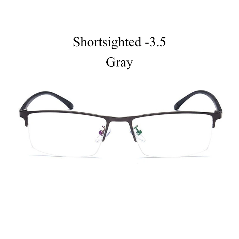 IBOODE металлическая полуоправа близорукость очки для женщин и мужчин близорукие очки женские мужские очки для близоруких квадратные очки - Цвет оправы: Gray Myopia 3.5