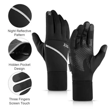 LASPERAL зимние теплые перчатки для сенсорного экрана, водонепроницаемые нескользящие перчатки для бега, светоотражающие спортивные варежки для езды на велосипеде