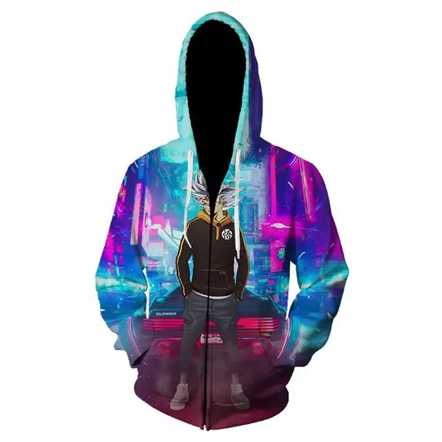 LLS-1280 hoodies Autumn and winter fashion 3D printing sharp mouth big fish zipper hoodie casual Harajuku zipper hooded jacket - Цвет: LLS-1280