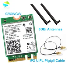 Для Intel беспроводная сетевая карта 9260NGW Wifi 9260AC Двухдиапазонная 1730 Мбит/с NGFF 802.11ac Wifi BT 5,0 для Windows 10