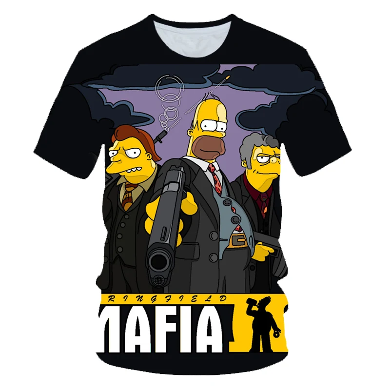 New men women obesity T-shirt Simpson Print 3D T shirt Harajuku cartoon funny Simpsons O-neck short-sleeve casual Tshirt | Мужская