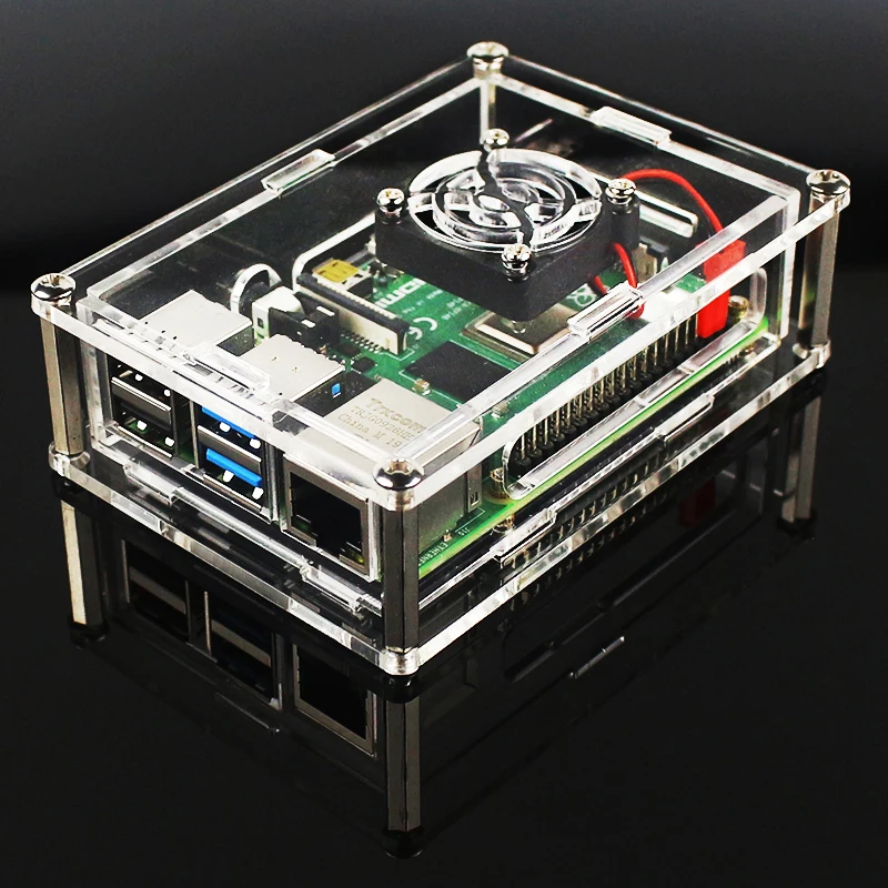 Raspberry Pi 4 Модель B акриловый чехол черный синий красный, прозрачный корпус коробка совместимый вентилятор охлаждения для Raspberry Pi 4 RPI 4