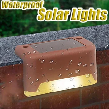 

Stairs Led Lamp Outdoor Pathway Patio IP65 Waterproof Warm White Bright Durable ABS Solar Deck Light Yard