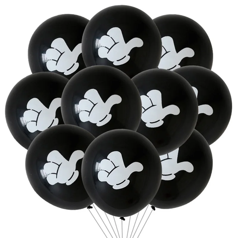 10 шт. латексные шары Микки и Минни Маус для взрослых и малышей для вечеринки на день рождения, декоративные детские игрушки, надувные воздушные шары - Цвет: Черный