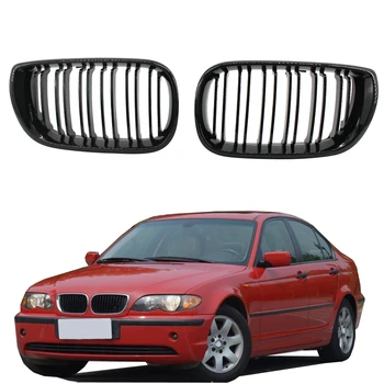 

1 Pair Car Style Gloss Black Kidney Front Grilles for BMW E46 3 Series 4 Door 318I 320I 325I 330I 2002-2005 N13