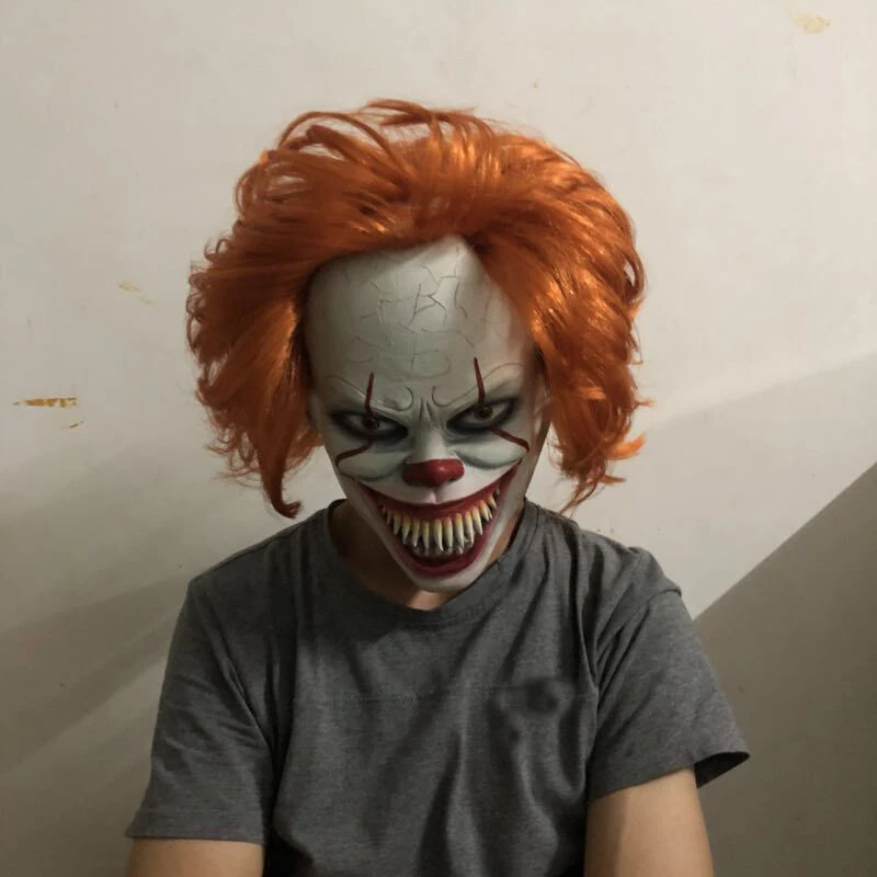 C It Chapter Two 2 Joker Pennywise Косплей Маска Стивен Кинг Ужас латекс Хэллоуин маски шлем клоун вечерние костюм, реквизит - Цвет: C