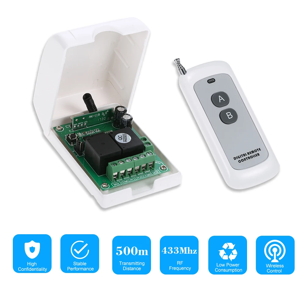 

Smart Home 433Mhz RF DC 12V 2CH Learning Code Wireless Remote Control Switch Relay Receiver Transmitter Universal Remote Switch