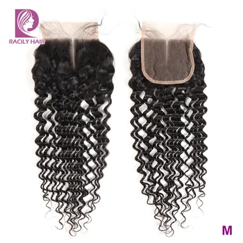 

Racily Hair Brazilian Hair 4*4 Deep Wave Closure Remy Human Hair lace Closure Natural Color Free/Middle/Three Part Lace Closure