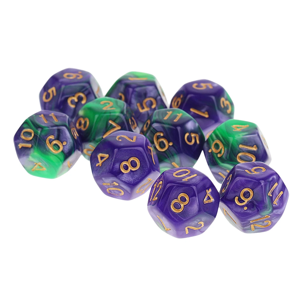 10pieces 12 Sided Dice D12 Polyhedral Dice for Dungeons and Dragons Party Table Games