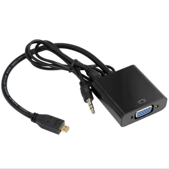 Elistooop микро HDMI к VGA Кабель-адаптер с аудио конвертером HDMI мужчин и женщин VGA для HD HDTV ПК ноутбука