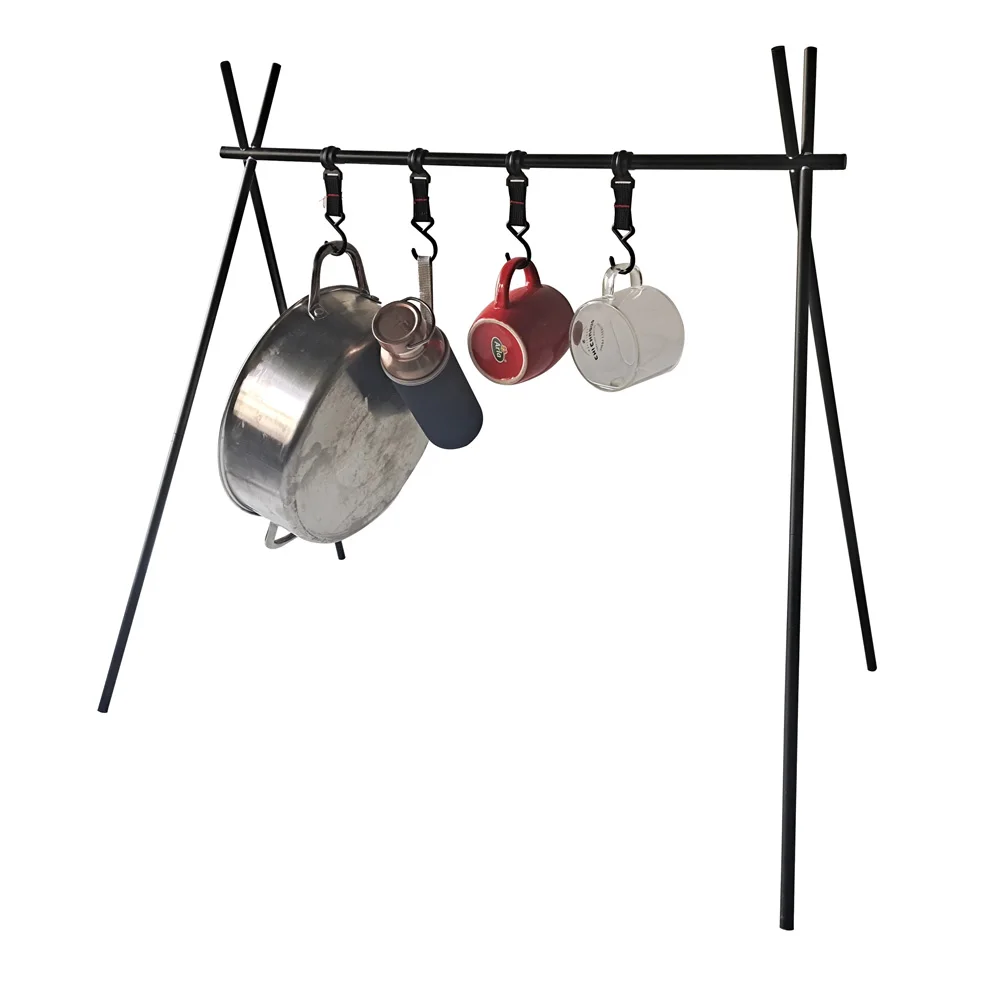 Camping Hanging Rack Outdoor Cookware Triangular Pot Pan Light Tools