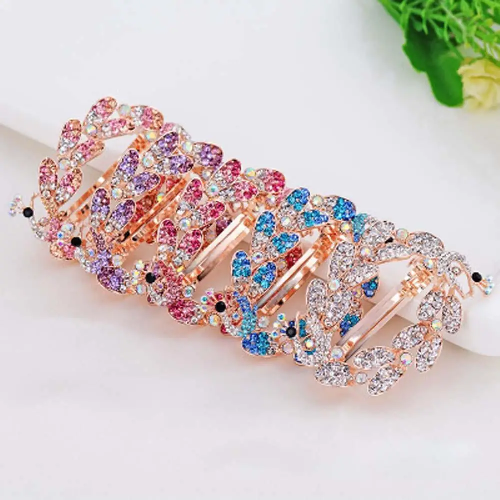 

Korean version fashion peacock rhinestone hairpin shiny hairpin popular hair accessories wild headdress