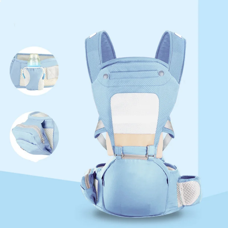 512ZHW-A-LIGHTBLUE Эргономичная переносная люлька для новорожденных удобные детские слинг рюкзак фронтальная Новорожденный ребенок типа «кенгуру» Обёрточная бумага носитель для ребенка для путешествий на возраст от 0 до 36 месяцев - Цвет: 512ZHW-A-LIGHTBLUE