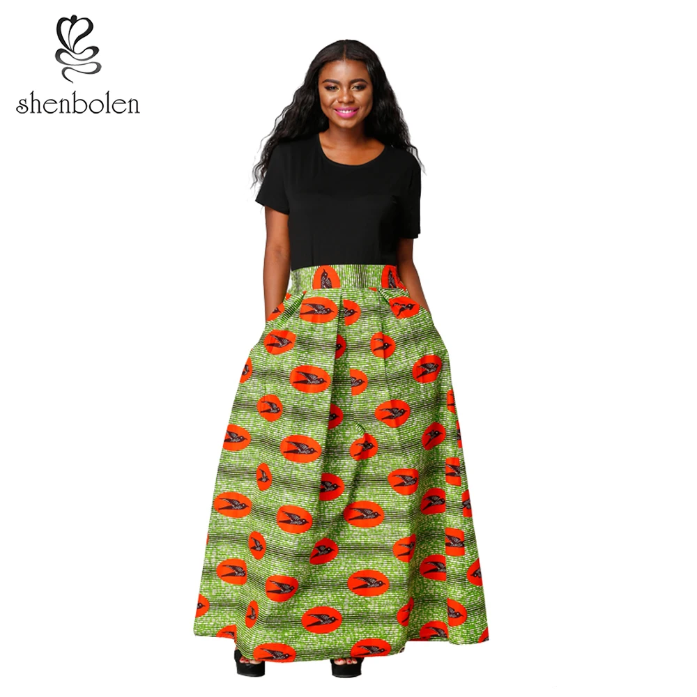 African clothes for women long skirt new Fashion Skirt african Traditional Clothes ankara Print skirt High Waist Long Skirt