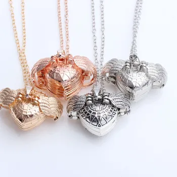 

DIY flash memory photo heart-shaped pendant jewelry angel wings pendant necklace for women romantic love accessories