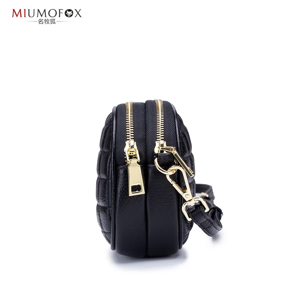 

Fashion Genuine Leather Shoulder Quilted Shoulder Bag Women's Cowhide Large-Volume Embroidery Spring And Summer Double Layer Zip