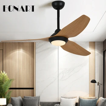 

52 Inch modern plastic blade timing wireless remote control variable frequency ceiling fan lamp 220V motor LED fan pendant light