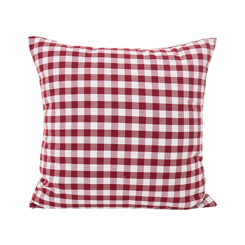 cushion cover2 Домашнее использование красный плед полосатый узор сиденья подушки Чехлы 45*45 см без внутреннего хлопок полиэфирный квадрат клетчатая Подушка Чехлы X74 - Цвет: cushion cover2