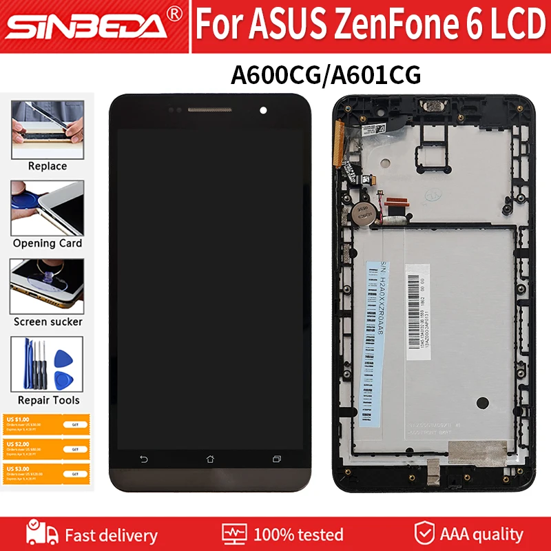 Сенсорный ЖК-дисплей 6 0 &quotдля ASUS ZenFone A600CG A601CG T00G с рамкой дигитайзер запасные