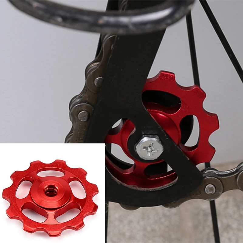 

1Set 11T Bike Ultralight Aluminum Alloy Outdoor Bearing Wheel Rear Derailleur Pulleys Bicycle Parts-Red