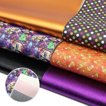 

David accessories 20*34cm Halloween Printed Faux Leather Fabric for Bows Leather Sheet DIY Handmade Materials,1Yc12193