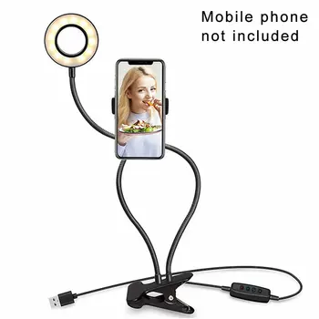 

Selfie Flash Ring Light + Mobile Phone Holder 24 Led Camera Long Arm Usb Clip On USB10-Level Brightness