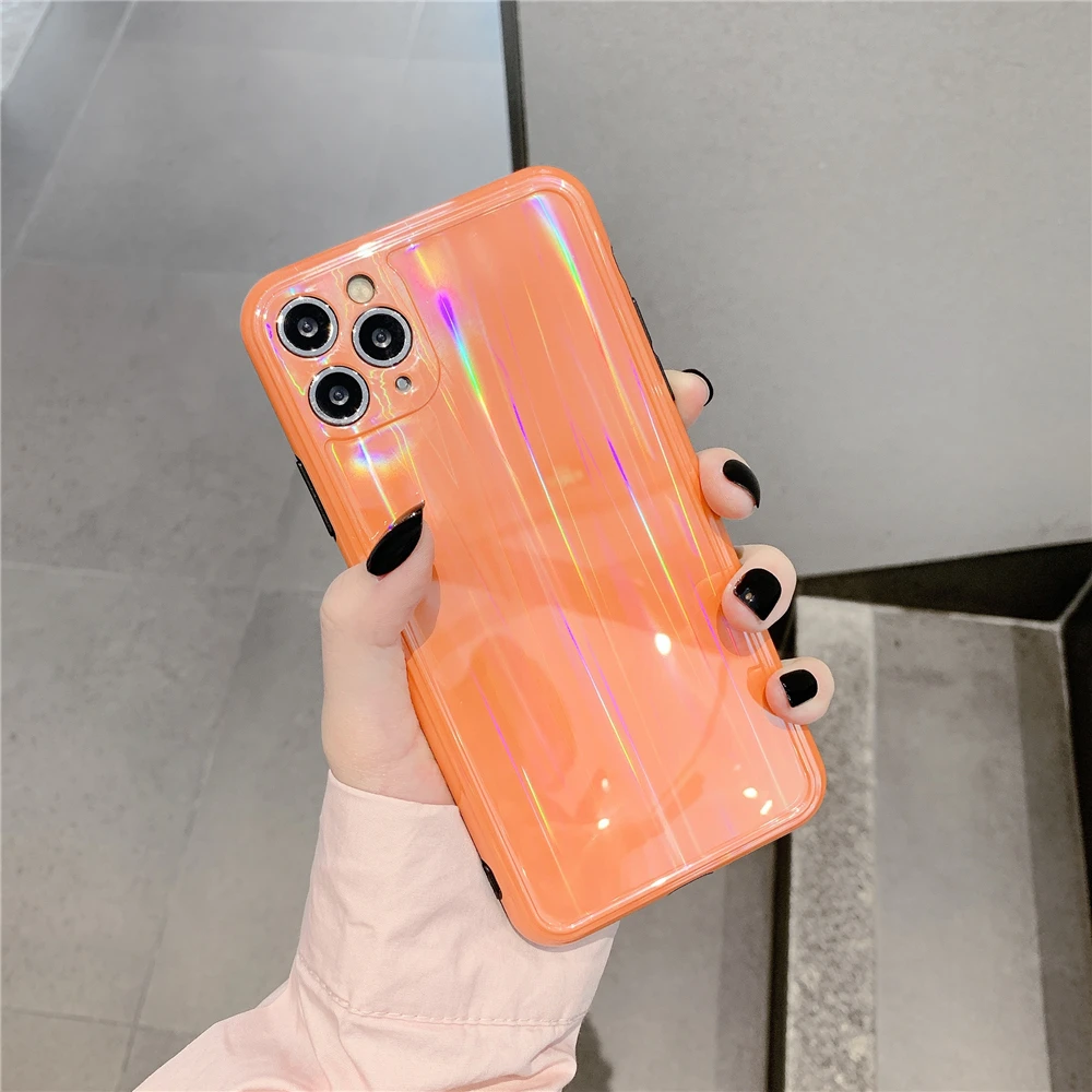 Цветной лазерный Радужный чехол для телефона iphone 11 11pro Max SE 7 8 Plus X XR XS однотонный