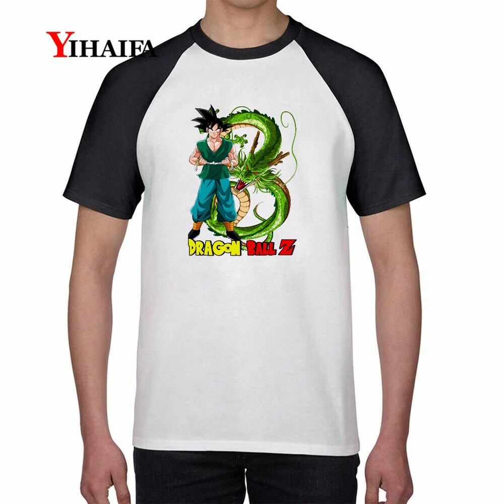 

Fashion Mens T Shirts Goku Son Dragon Ball gym Raglan Tees Casual Black Short Sleeve Unisex Summer White Tops Anime Shirt