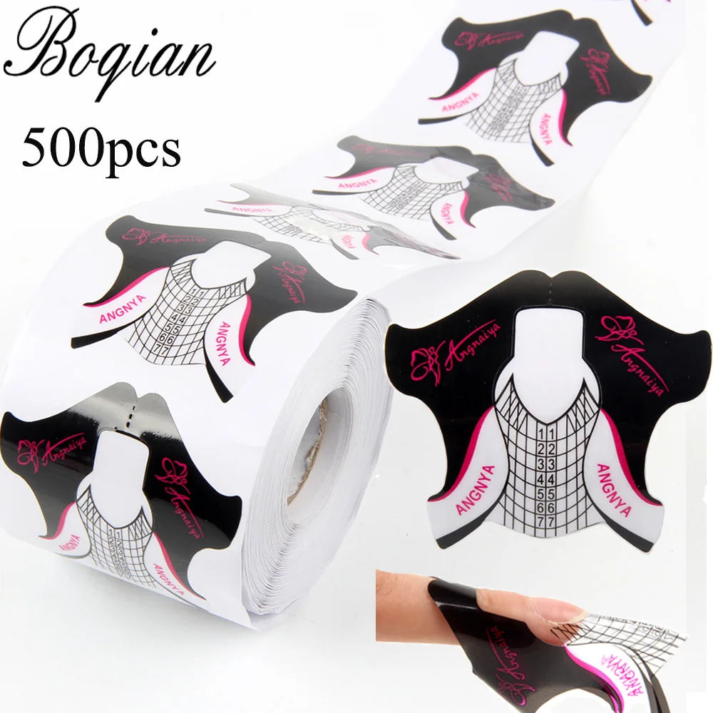 BQAN Professional 500 шт./рулон формы для ногтей из ПВХ руководство дизайна французский
