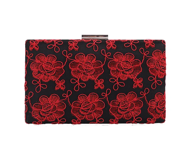 HandMade red blue Beaded Crystal handbags Women Evening Clutch Bag Metal Minaudiere Wedding Party Bridal Handbag Purse chain bag