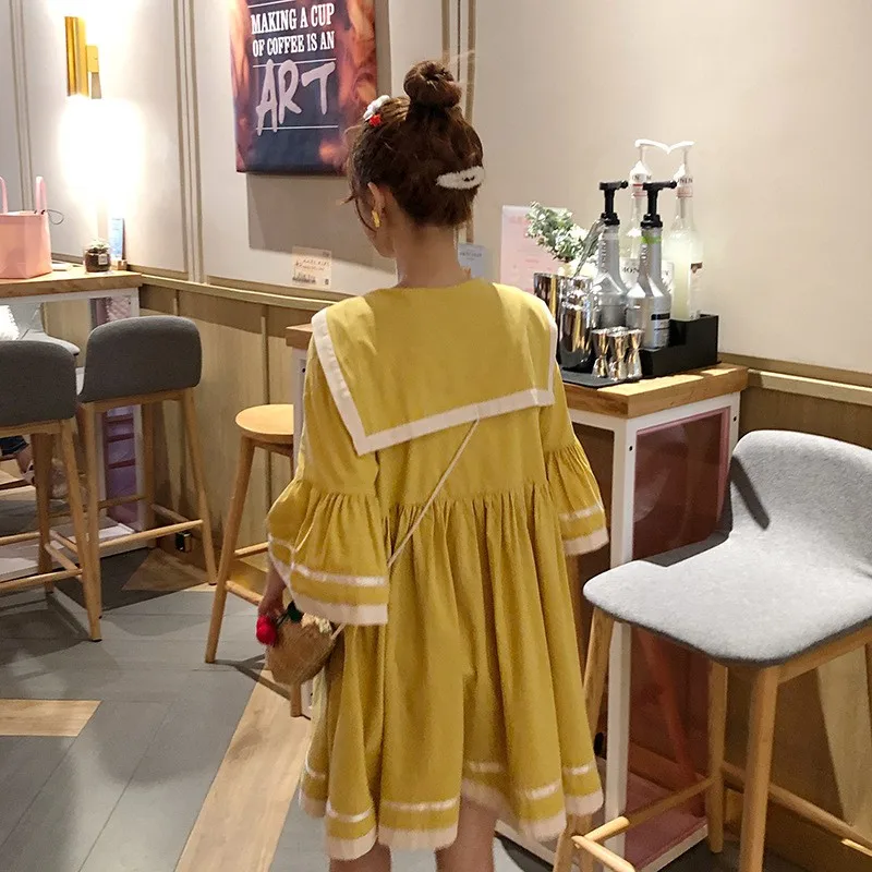 WLace Up три четверти рукав женское мини платье Vestido осень милая кукла женское платье Талия темперамент милое плиссированное платье