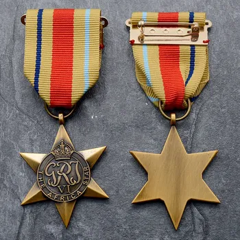 

Star of World War II Allied Veterans British North Africa defeats German Rommel Africa Star Medal