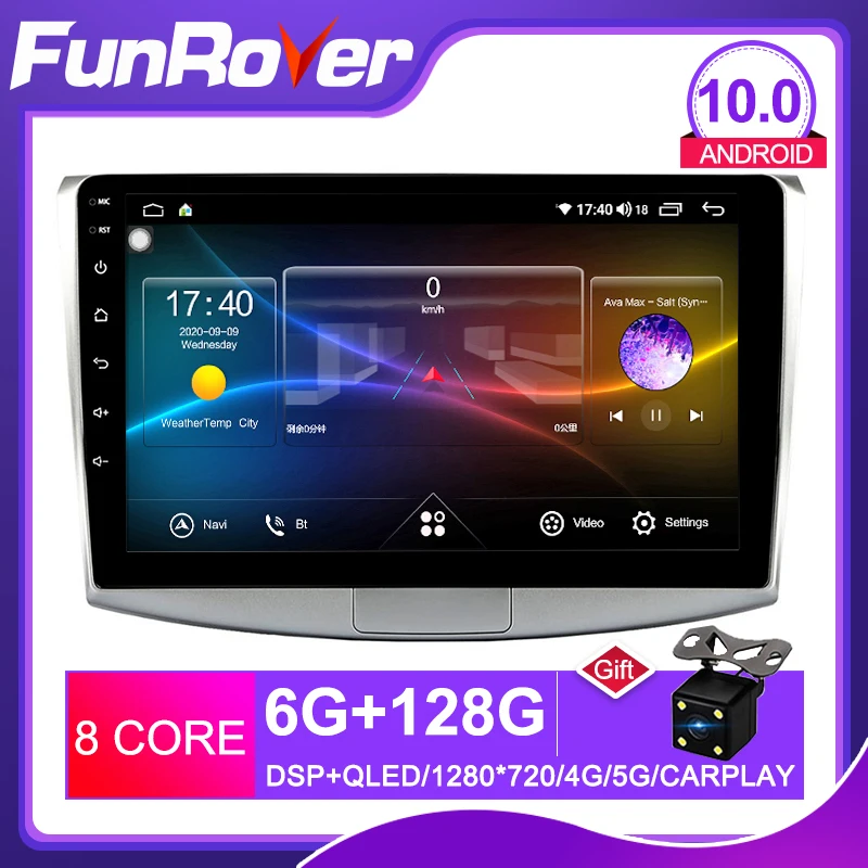 Автомобильный мультимедийный плеер Funrover 2 din android 10 0 dvd радио gps для Passat B6 B7 CC Magotan