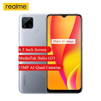 

Realme C15 Smartphone 4GB RAM 64GB ROM 6.5" Full screen Helio G35 Octa Core 13MP AI Quad Cameras 6000mAh Android Cellphone