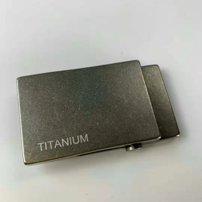 

99.9% Titanium metal pin belt buckles head stone washing effect for men