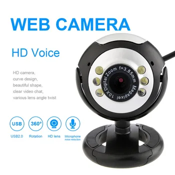 

2020 New USB HD 480P Camera 6 LED Web Cam 360 Degree Rotatable For Skype Computer With PC Laptop Drop Shop