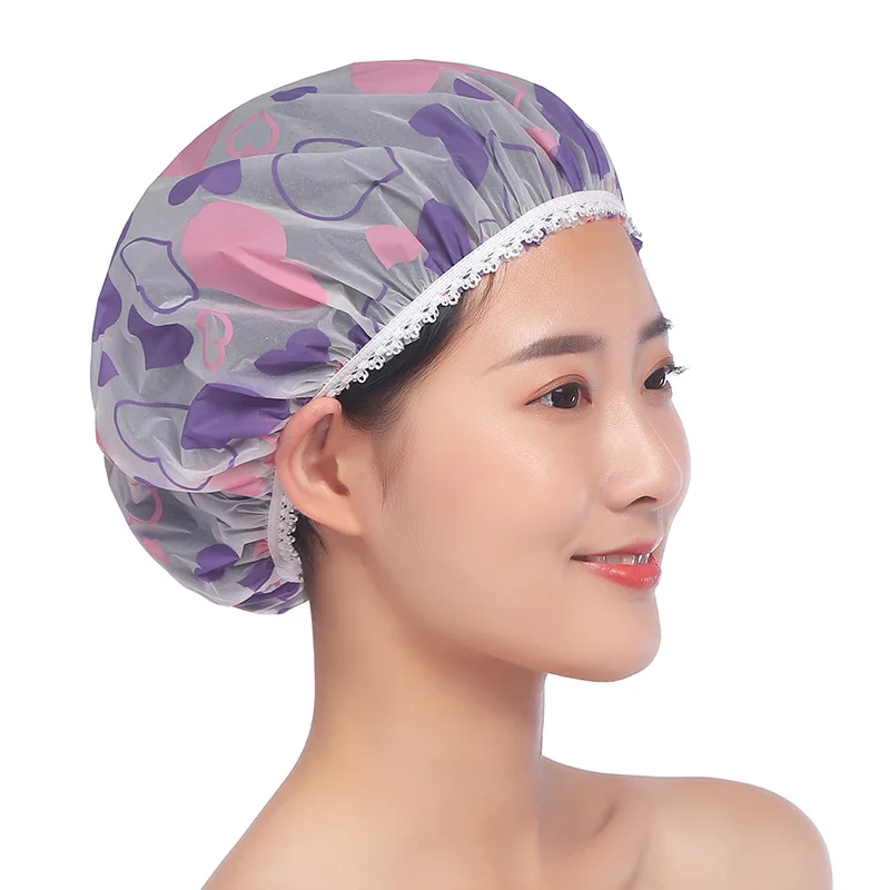 Shower cap Waterproof shower cap Waterproof Bath Hat Thickened Waterproof And Oil Fume Cap Women Spa Hair Salon Supplies Shower Cap Bathroom Accessories