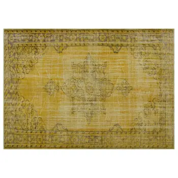 

Handmade Yellow Vintage Overdyed Turkish Area Rug 190x266 Cm-6'3''X8'9''