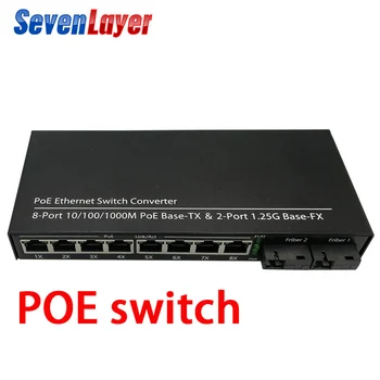 

POE switch 8 RJ45 2 SC fiber Gigabit Ethernet switch media converter Fiber Optical Single Mode UTP Port 10/100/1000M