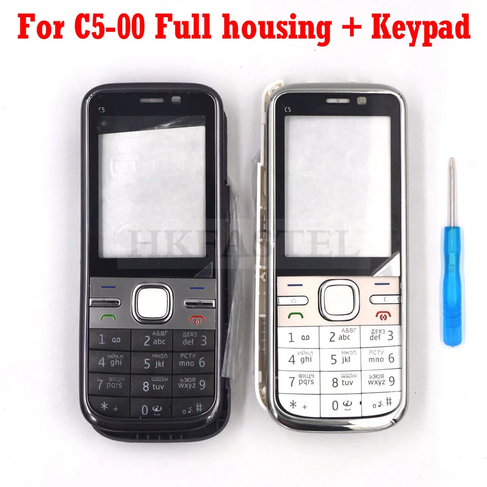 Mobile Phone Housing Cover Case English/Russian/Arabic Keypad Tools for Nokia C5 C5-00