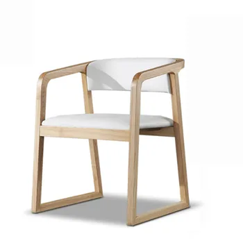 

Nordic solid wood dining chair modern minimalist hotel restaurant armrest chair new Chinese style office